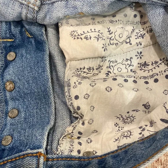 Free People Button Fly Distressed Denim Shorts, Size 27. - Picture 9 of 10